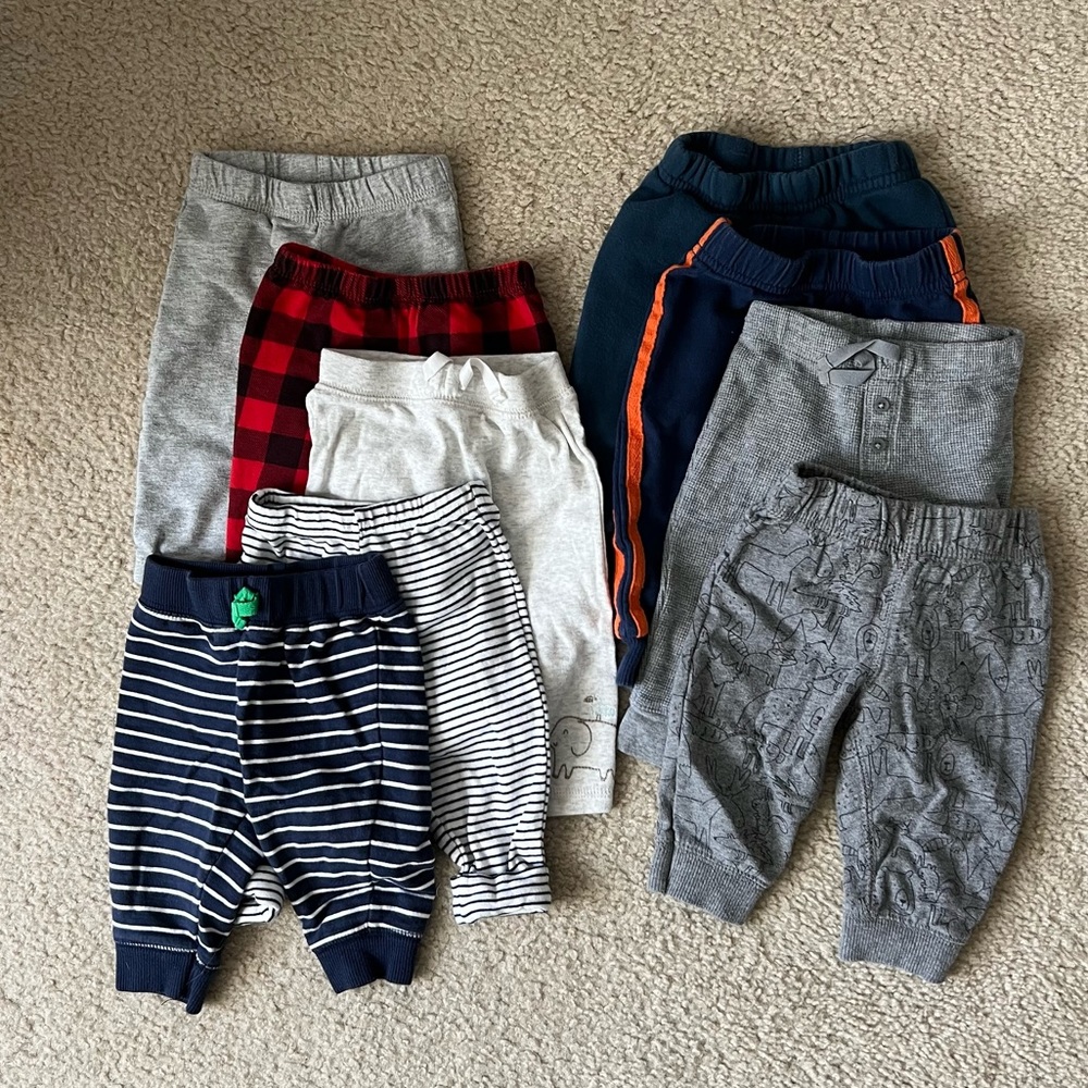 Baby boys Carters pants, 9 pairs. Size 6 months.